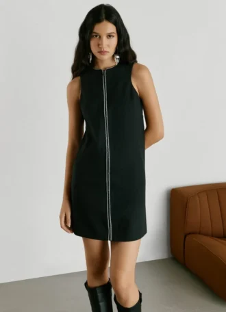 Abito corto in twill