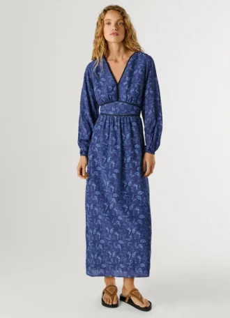 Abito lungo con stampa Paisley