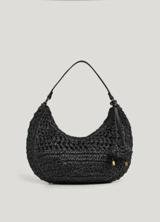 Borsa a mezzaluna in rafia