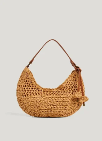 Borsa a mezzaluna in rafia