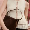 Borsa a secchiello in pelle scamosciata