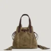 Borsa a secchiello in pelle scamosciata