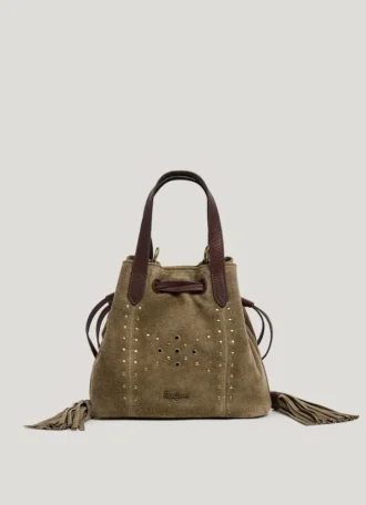 Borsa a secchiello in pelle scamosciata