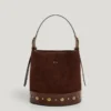Borsa a secchiello in pelle scamosciata