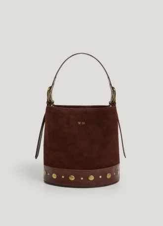 Borsa a secchiello in pelle scamosciata