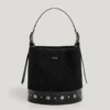 Borsa a secchiello in pelle scamosciata