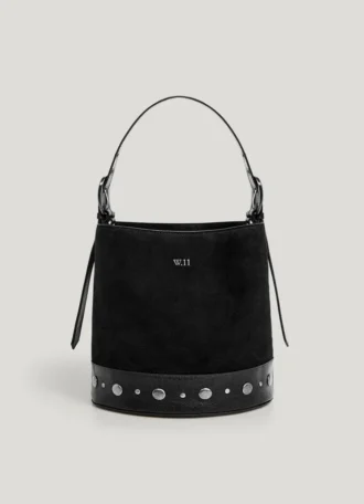 Borsa a secchiello in pelle scamosciata