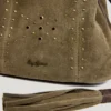 Borsa a secchiello in pelle scamosciata