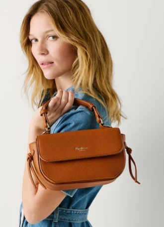 Borsa a tracolla effetto pelle con patta