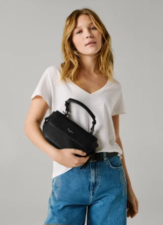 Borsa a tracolla effetto pelle con patta