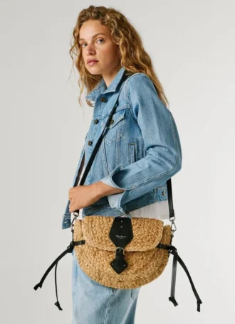 Borsa a tracolla in juta con patta