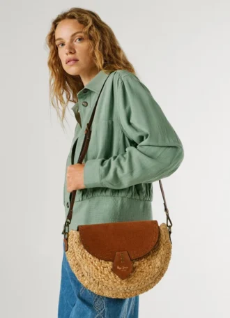 Borsa a tracolla in juta con patta Borsa a tracolla in juta con patta