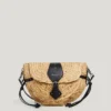 Borsa a tracolla in juta con patta Borsa a tracolla in juta con patta