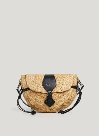 Borsa a tracolla in juta con patta