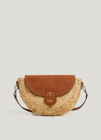 Borsa a tracolla in juta con patta Borsa a tracolla in juta con patta