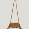 Borsa a tracolla in pelle scamosciata con frange Borsa a tracolla in pelle scamosciata con frange