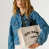 Borsa a tracolla in tela di cotone con logo stampato Borsa a tracolla in tela di cotone con logo stampato