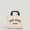 Borsa a tracolla in tela di cotone con logo stampato Borsa a tracolla in tela di cotone con logo stampato