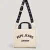 Borsa a tracolla in tela di cotone con logo stampato Borsa a tracolla in tela di cotone con logo stampato