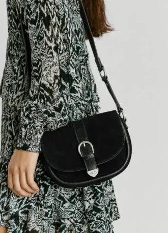 Borsa in pelle scamosciata con patta