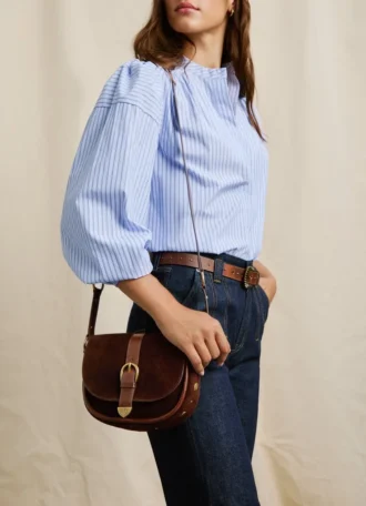 Borsa in pelle scamosciata con patta