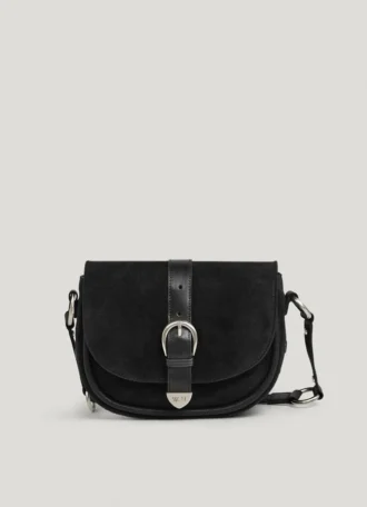 Borsa in pelle scamosciata con patta