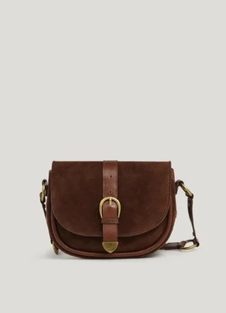 Borsa in pelle scamosciata con patta