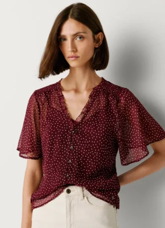 Camicetta in chiffon a pois
