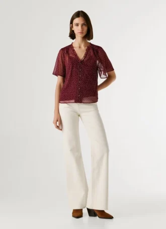 Camicetta in chiffon a pois