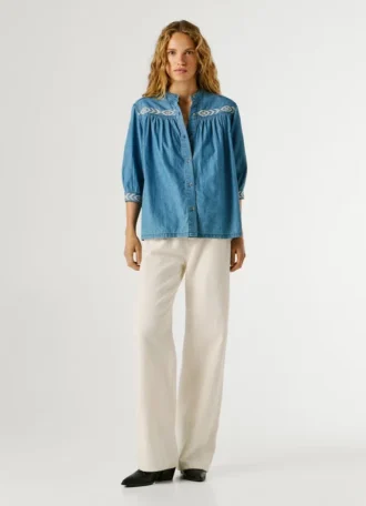 Camicetta in denim dalla vestibilità regolare