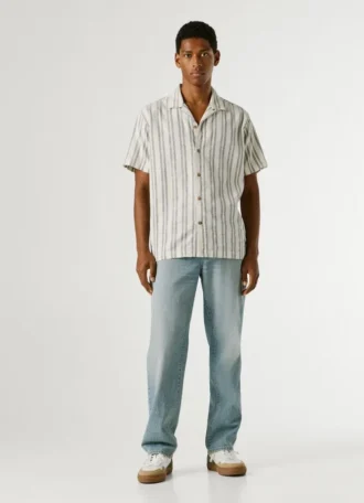 Camicia a righe con colletto cubano