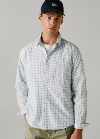 Camicia in popeline a quadri, vestibilità regolare