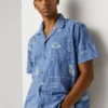Camicia in popeline con colletto cubano