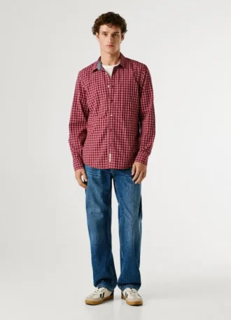 Camicia slim fit in popeline a quadri