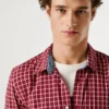 Camicia slim fit in popeline a quadri Camicia slim fit in popeline a quadri