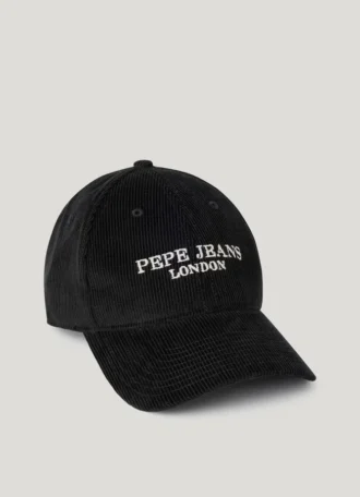 Cappellino in velluto a coste con logo ricamato