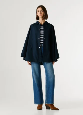 Cappotto a mantella con colletto a camicia