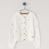 Cardigan a maglia pointelle con fiori ricamati Cardigan a maglia pointelle con fiori ricamati