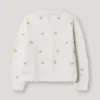 Cardigan a maglia pointelle con fiori ricamati Cardigan a maglia pointelle con fiori ricamati