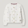 Cardigan a maglia pointelle con fiori ricamati Cardigan a maglia pointelle con fiori ricamati