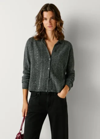 Cardigan in maglia con paillettes