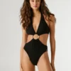 Costume da bagno a righe con cut-out Costume da bagno a righe con cut-out