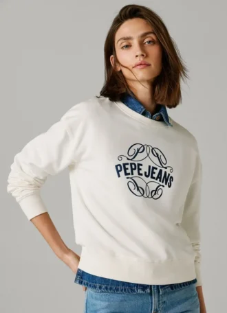 Felpa con logo e girocollo