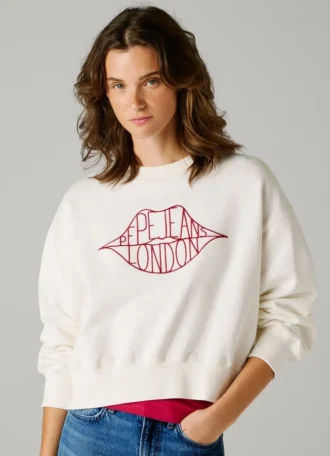 Felpa con logo e girocollo