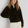 Giacca bomber in pelle scamosciata Giacca bomber in pelle scamosciata