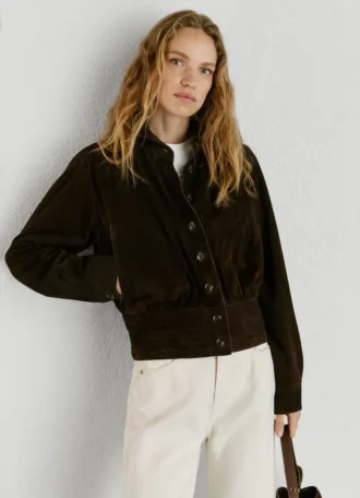 Giacca bomber in pelle scamosciata