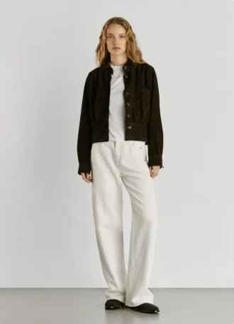 Giacca bomber in pelle scamosciata
