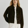 Giacca bomber in pelle scamosciata Giacca bomber in pelle scamosciata