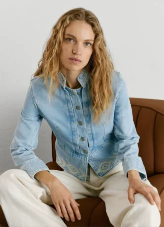 Giacca in denim con dettagli Ikat