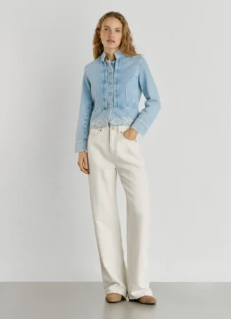 Giacca in denim con dettagli Ikat